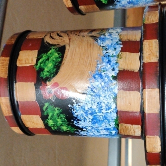 SET Of Four Hand-painted Rooster Canisters Four Different Sizes, Storage / Kitch - Picture 5 of 5